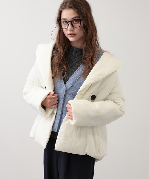 saloon（サルーン）の「SALOON(サルーン)/ナイロン中綿ジャケット（ダウンジャケット/コート・レディース・ブラック/オフホワイト・FREE）」の10枚目の写真