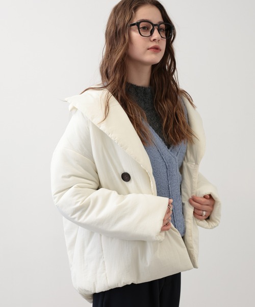 saloon（サルーン）の「SALOON(サルーン)/ナイロン中綿ジャケット（ダウンジャケット/コート・レディース・ブラック/オフホワイト・FREE）」の11枚目の写真