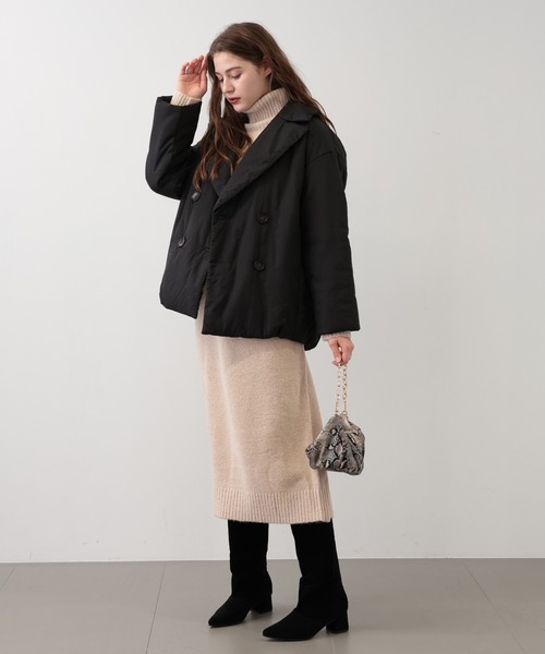 saloon（サルーン）の「SALOON(サルーン)/ナイロン中綿ジャケット（ダウンジャケット/コート・レディース・ブラック/オフホワイト・FREE）」の14枚目の写真