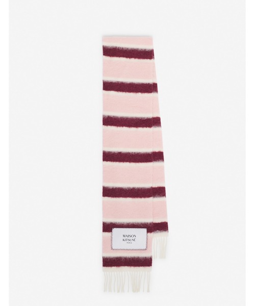 Maison Kitsune（メゾンキツネ）の「BABY ALPACA STRIPED SCARF（マフラー・レディース・スモークピンク・U）」の2枚目の写真