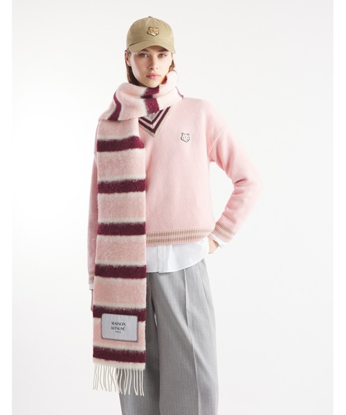 Maison Kitsune（メゾンキツネ）の「BABY ALPACA STRIPED SCARF（マフラー・レディース・スモークピンク・U）」の5枚目の写真