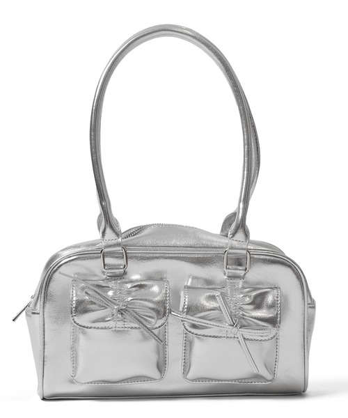 WEGO（ウィゴー）の「WEGO/【25年春夏新作】ギャザーリボン2ポケットボストンバッグ（ショルダーバッグ・レディース・レッド/ブラック/シルバー・FREE）」の18枚目の写真