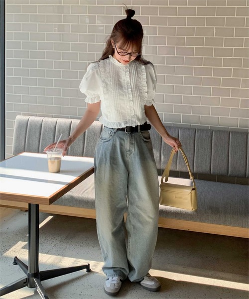 セール】フリルレースデザインブラウス（シャツ/ブラウス