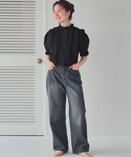 titivate（ティティベイト）の「フリルレースデザインブラウス（シャツ/ブラウス・レディース・ブラック/オフホワイト・L/M/S）」の7枚目の写真