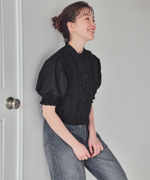 titivate（ティティベイト）の「フリルレースデザインブラウス（シャツ/ブラウス・レディース・ブラック/オフホワイト・L/M/S）」の22枚目の写真
