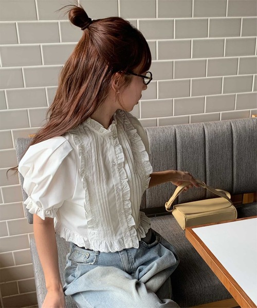 titivate（ティティベイト）の「フリルレースデザインブラウス（シャツ/ブラウス・レディース・ブラック/オフホワイト・L/M/S）」の15枚目の写真