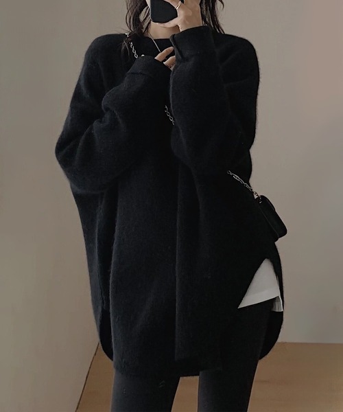 blackdia ocean(ブラックダイヤオーシャン)の「blackdia ocean オーバーサイズニット(ニット/セーター・レディース・ブラウン/ホワイト/ブラック・FREE)」の1枚目の写真