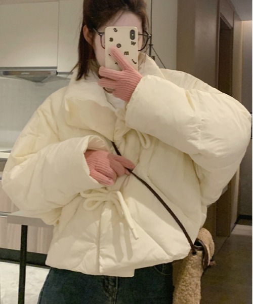 幅広いアイテムと相性◎ リボンデザインキルティングジャケット