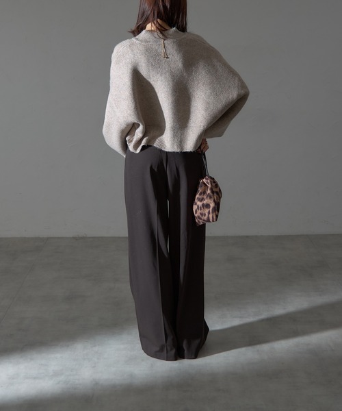 each（イーチ）の「圧縮ニット風ダブルジップボリュームスリーブパーカー（パーカー・レディース・ブラック/ブラウン/モカ・FREE）」の11枚目の写真