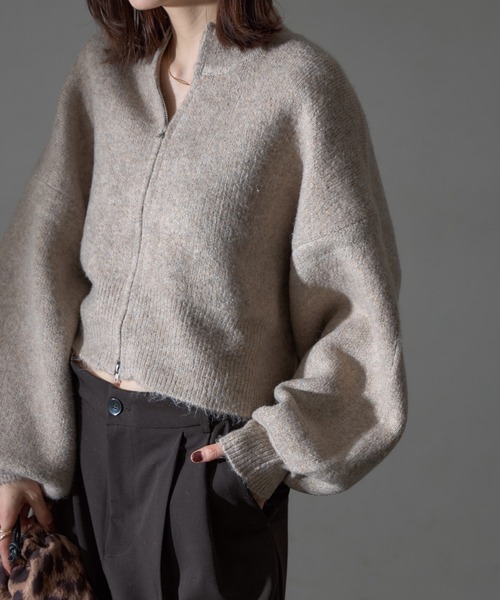 each（イーチ）の「圧縮ニット風ダブルジップボリュームスリーブパーカー（パーカー・レディース・ブラック/ブラウン/モカ・FREE）」の9枚目の写真