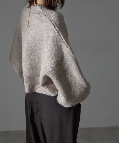 each（イーチ）の「圧縮ニット風ダブルジップボリュームスリーブパーカー（パーカー・レディース・ブラック/ブラウン/モカ・FREE）」の5枚目の写真