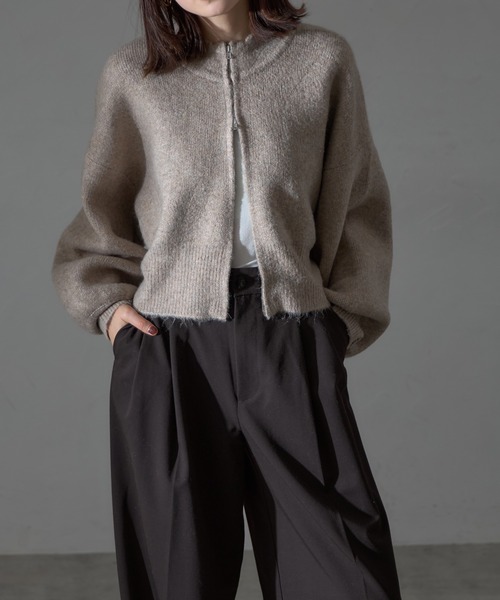 each（イーチ）の「圧縮ニット風ダブルジップボリュームスリーブパーカー（パーカー・レディース・ブラック/ブラウン/モカ・FREE）」の15枚目の写真