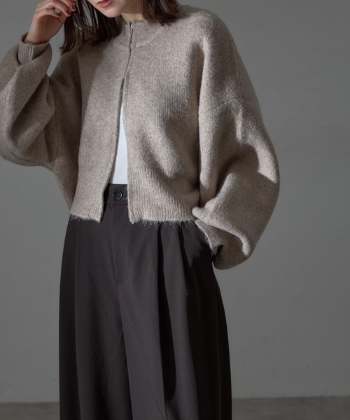 each（イーチ）の「圧縮ニット風ダブルジップボリュームスリーブパーカー（パーカー・レディース・ブラック/ブラウン/モカ・FREE）」の16枚目の写真