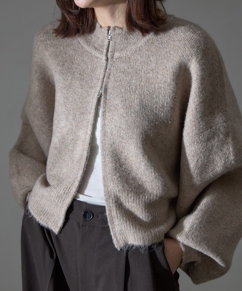 each（イーチ）の「圧縮ニット風ダブルジップボリュームスリーブパーカー（パーカー・レディース・ブラック/ブラウン/モカ・FREE）」の17枚目の写真