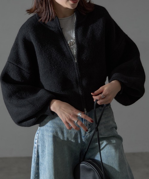 each（イーチ）の「圧縮ニット風ダブルジップボリュームスリーブパーカー（パーカー・レディース・ブラック/ブラウン/モカ・FREE）」の19枚目の写真