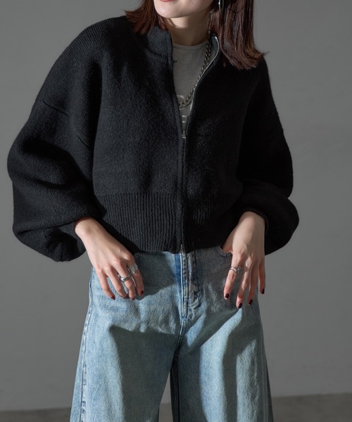 each（イーチ）の「圧縮ニット風ダブルジップボリュームスリーブパーカー（パーカー・レディース・ブラック/ブラウン/モカ・FREE）」の22枚目の写真