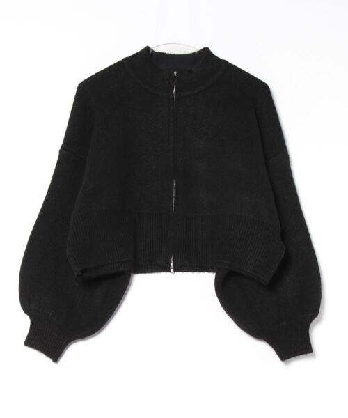 パーカー 圧縮ニット風ダブルジップボリュームスリーブパーカー レディース each alchemist パーカー 圧縮ニット風ダブルジップボリューム