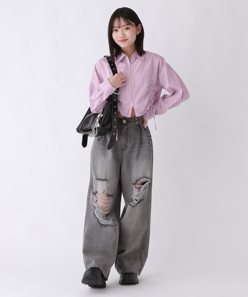 repipi armario（レピピ アルマリオ）の「WZIPショートシャツ（シャツ/ブラウス・キッズ・パープル/イエロー/ブラック・SMALL/MEDIUM/LARGE）」の10枚目の写真