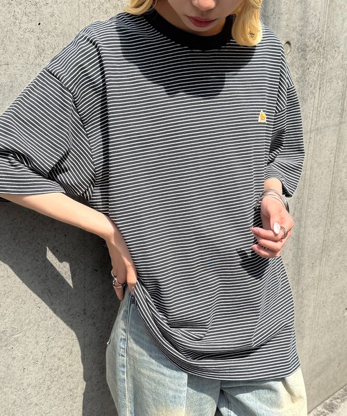 KELTY（ケルティ）の「別注【KELTY】オーバーサイズ マルチボーダーTEE / アメカジ レトロ配色 ビッグTシャツ アウトドア / ユニセックス（Tシャツ/カットソー・レディース・ホワイト/ブラック/グレー/ブルー/ホワイト系1/アイボリー・M/S/XS/L）」の15枚目の写真
