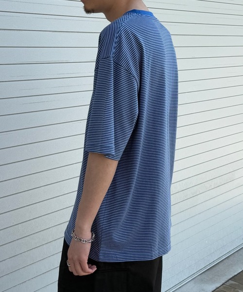 KELTY（ケルティ）の「別注【KELTY】オーバーサイズ マルチボーダーTEE / アメカジ レトロ配色 ビッグTシャツ アウトドア / ユニセックス（Tシャツ/カットソー・レディース・ホワイト/ブラック/グレー/ブルー/ホワイト系1/アイボリー・M/S/XS/L）」の22枚目の写真