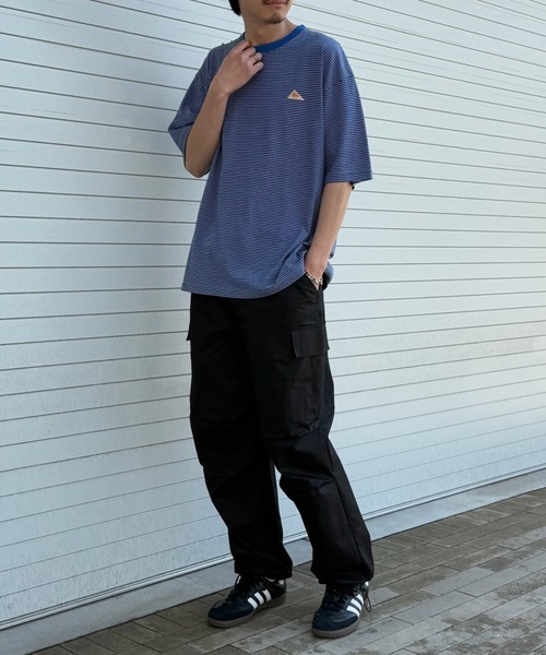 KELTY（ケルティ）の「別注【KELTY】オーバーサイズ マルチボーダーTEE / アメカジ レトロ配色 ビッグTシャツ アウトドア / ユニセックス（Tシャツ/カットソー・レディース・ホワイト/ブラック/グレー/ブルー/ホワイト系1/アイボリー・M/S/XS/L）」の21枚目の写真