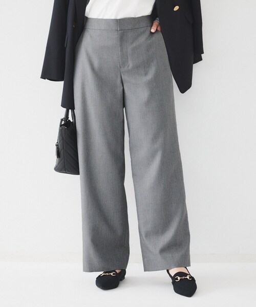アンタイトル（UNTITLED）/【後ろウエストゴム洗える】梳毛調ソフトワイドパンツ セール】【後ろウエストゴム/洗える】梳毛調ソフトワイドパンツ