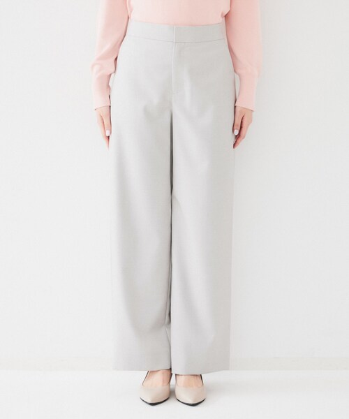 セール】【後ろウエストゴム/洗える】梳毛調ソフトワイドパンツ