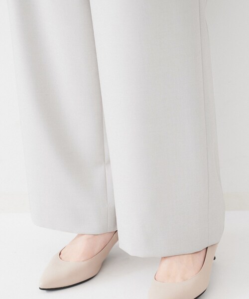 セール】【後ろウエストゴム/洗える】梳毛調ソフトワイドパンツ