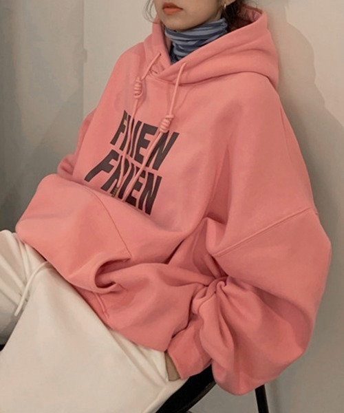 Miniministore（ミニミニストア）の「カレッジロゴパーカー裏起毛レディース（パーカー・レディース・ベージュ/ピンク/グレー・FREE）」の3枚目の写真