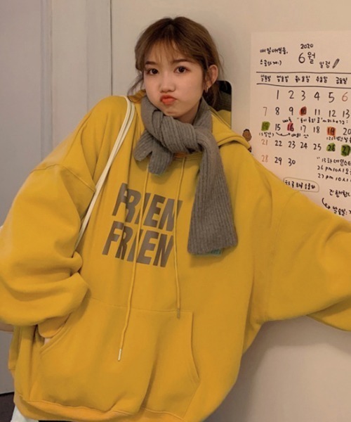 Miniministore（ミニミニストア）の「カレッジロゴパーカー裏起毛レディース（パーカー・レディース・ベージュ/ピンク/グレー・FREE）」の5枚目の写真