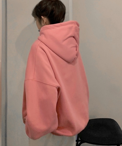 Miniministore（ミニミニストア）の「カレッジロゴパーカー裏起毛レディース（パーカー・レディース・ベージュ/ピンク/グレー・FREE）」の8枚目の写真