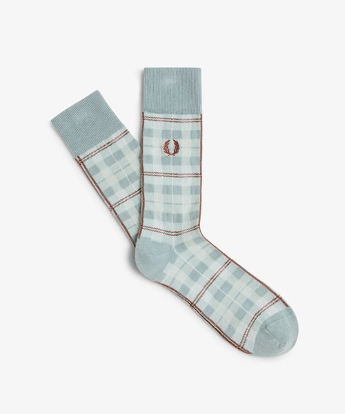 FRED PERRY☆ Madras Socks LIGHT SMOKE チェック ロゴ セール】Check Socks／チェックソックス（ソックス/靴下）｜FRED