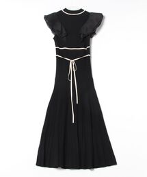 LILY BROWN 2WAYフリルドッキングニットワンピース ブラック LILY BROWN（リリーブラウン）の「2WAYフリルドッキングニット