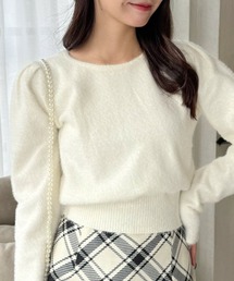 CLEAR BASIC | バックリボンショートフェザーニットトップス[ふんわりシルエット] ≪2025SS新作≫(ニット/セーター)