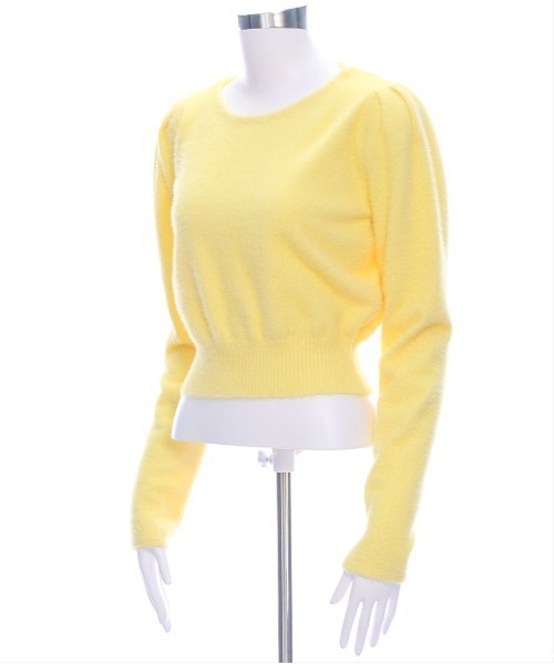 CLEAR BASIC（クリアベーシック）の「バックリボンショートフェザーニットトップス[着回し抜群 大人 カジュアル] ≪再入荷≫（ニット/セーター・レディース・ピンク/オフホワイト/ライトグレー/イエロー・F）」の11枚目の写真