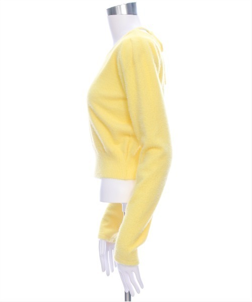 CLEAR BASIC（クリアベーシック）の「バックリボンショートフェザーニットトップス[着回し抜群 大人 カジュアル] ≪再入荷≫（ニット/セーター・レディース・ピンク/オフホワイト/ライトグレー/イエロー・F）」の12枚目の写真