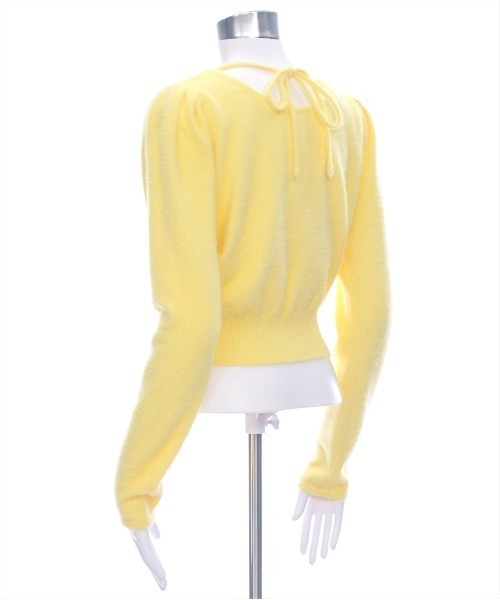 CLEAR BASIC（クリアベーシック）の「バックリボンショートフェザーニットトップス[着回し抜群 大人 カジュアル] ≪再入荷≫（ニット/セーター・レディース・ピンク/オフホワイト/ライトグレー/イエロー・F）」の13枚目の写真