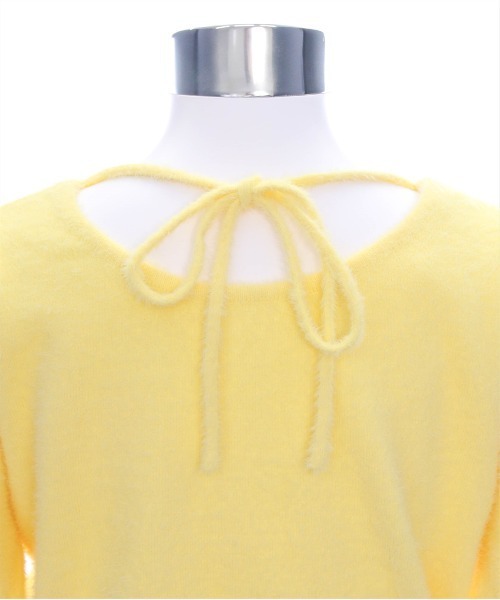 CLEAR BASIC（クリアベーシック）の「バックリボンショートフェザーニットトップス[着回し抜群 大人 カジュアル] ≪再入荷≫（ニット/セーター・レディース・ピンク/オフホワイト/ライトグレー/イエロー・F）」の15枚目の写真