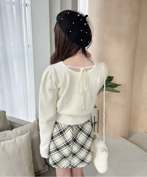 CLEAR BASIC（クリアベーシック）の「バックリボンショートフェザーニットトップス[着回し抜群 大人 カジュアル] ≪再入荷≫（ニット/セーター・レディース・ピンク/オフホワイト/ライトグレー/イエロー・F）」の9枚目の写真