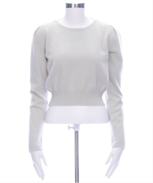 CLEAR BASIC（クリアベーシック）の「バックリボンショートフェザーニットトップス[着回し抜群 大人 カジュアル] ≪再入荷≫（ニット/セーター・レディース・ピンク/オフホワイト/ライトグレー/イエロー・F）」の20枚目の写真