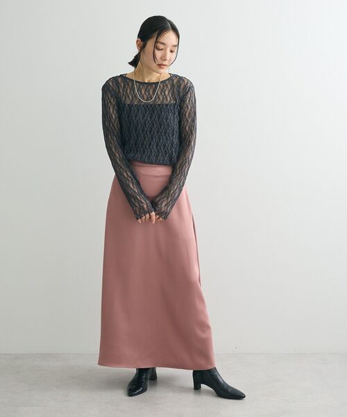 Green　Parks（グリーンパークス）の「パネルラインレースカットプルオーバー（Tシャツ/カットソー・レディース・ブラック/ライトベージュ/アイボリー/グレー・FREE）」の6枚目の写真