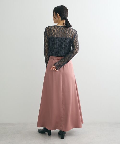 Green　Parks（グリーンパークス）の「パネルラインレースカットプルオーバー（Tシャツ/カットソー・レディース・ブラック/ライトベージュ/アイボリー/グレー・FREE）」の8枚目の写真