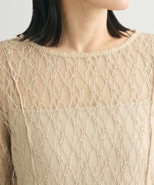 Green　Parks（グリーンパークス）の「パネルラインレースカットプルオーバー（Tシャツ/カットソー・レディース・ブラック/ライトベージュ/アイボリー/グレー・FREE）」の12枚目の写真