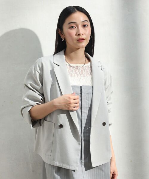 Green　Parks（グリーンパークス）の「パネルラインレースカットプルオーバー（Tシャツ/カットソー・レディース・ブラック/ライトベージュ/アイボリー/グレー・FREE）」の22枚目の写真