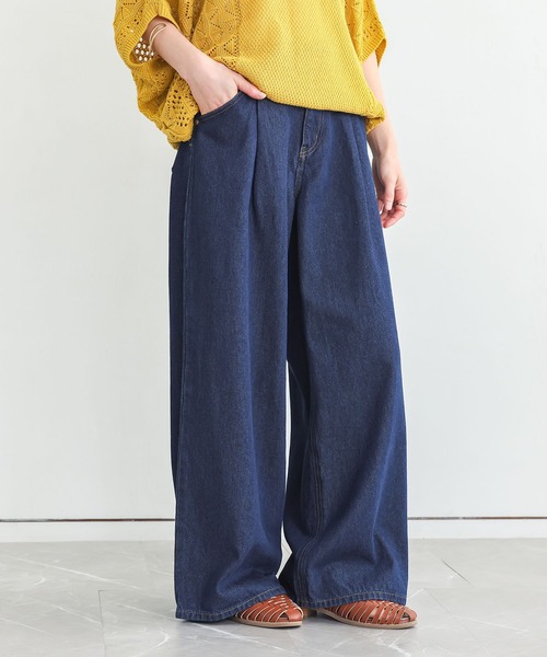 n'OrLABEL（ノアールレーベル）の「『タックデニムパンツ』（デニムパンツ・レディース・ブラック/ブルー/ネイビー・L～LL/S～Ｍ/3L）」の2枚目の写真