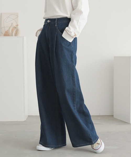 n'OrLABEL（ノアールレーベル）の「『タックデニムパンツ』（デニムパンツ・レディース・ブラック/ブルー/ネイビー・L～LL/S～Ｍ/3L）」の14枚目の写真