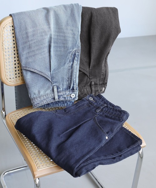 n'OrLABEL（ノアールレーベル）の「『タックデニムパンツ』（デニムパンツ・レディース・ブラック/ブルー/ネイビー・L～LL/S～Ｍ/3L）」の4枚目の写真