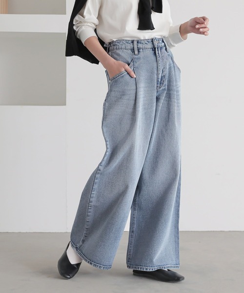 n'OrLABEL（ノアールレーベル）の「『タックデニムパンツ』（デニムパンツ・レディース・ブラック/ブルー/ネイビー・L～LL/S～Ｍ/3L）」の5枚目の写真