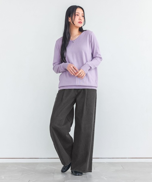 n'OrLABEL（ノアールレーベル）の「タックデニムパンツ（デニムパンツ・レディース・ブラック/ブルー/ネイビー・L～LL/S～Ｍ/3L）」の8枚目の写真