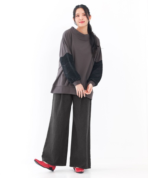n'OrLABEL（ノアールレーベル）の「タックデニムパンツ（デニムパンツ・レディース・ブラック/ブルー/ネイビー・L～LL/S～Ｍ/3L）」の9枚目の写真